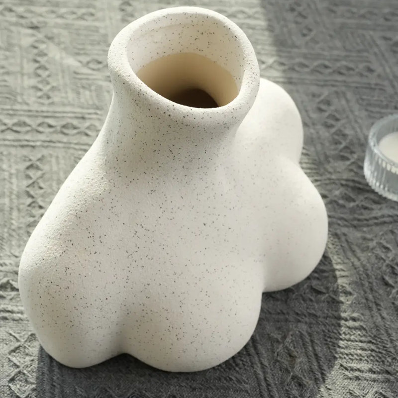 Speckled Ceramic Female Torso Vase