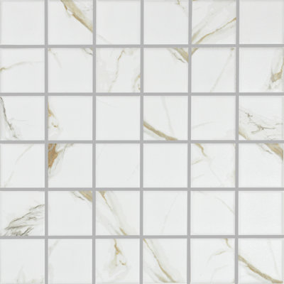 Carreau de mosaïque carré en porcelaine 2 po x 2 po Calacatta Gold