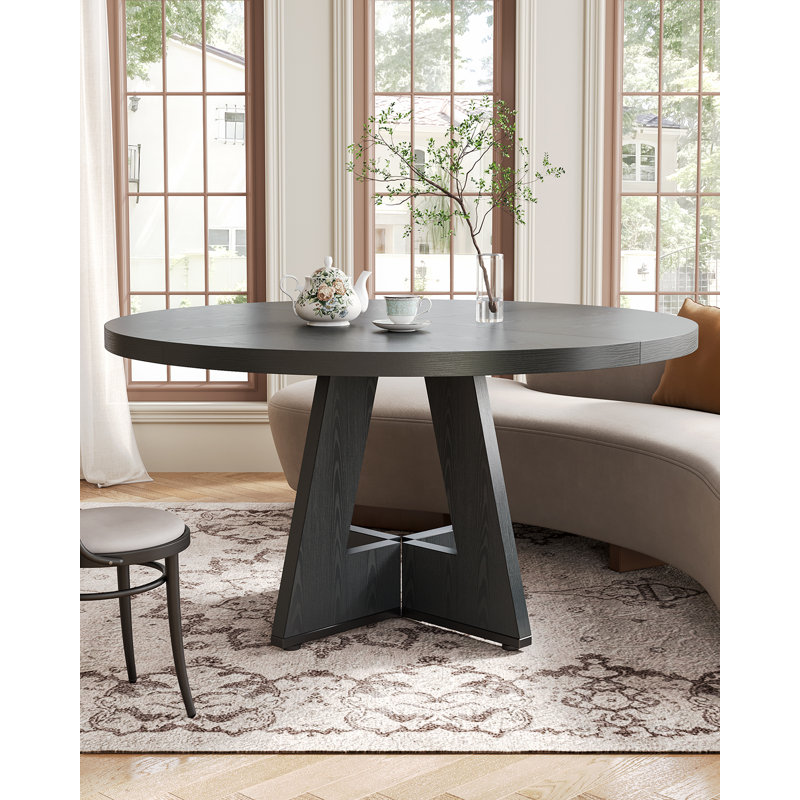 Liena 47'' Round Dining Table, Black