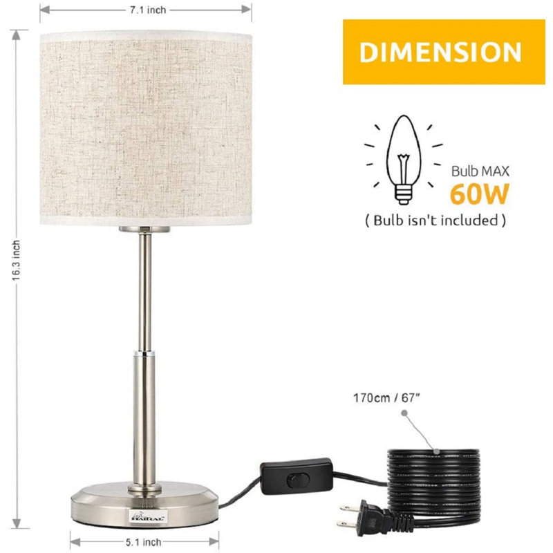 Lampe de table 16,3 "argent