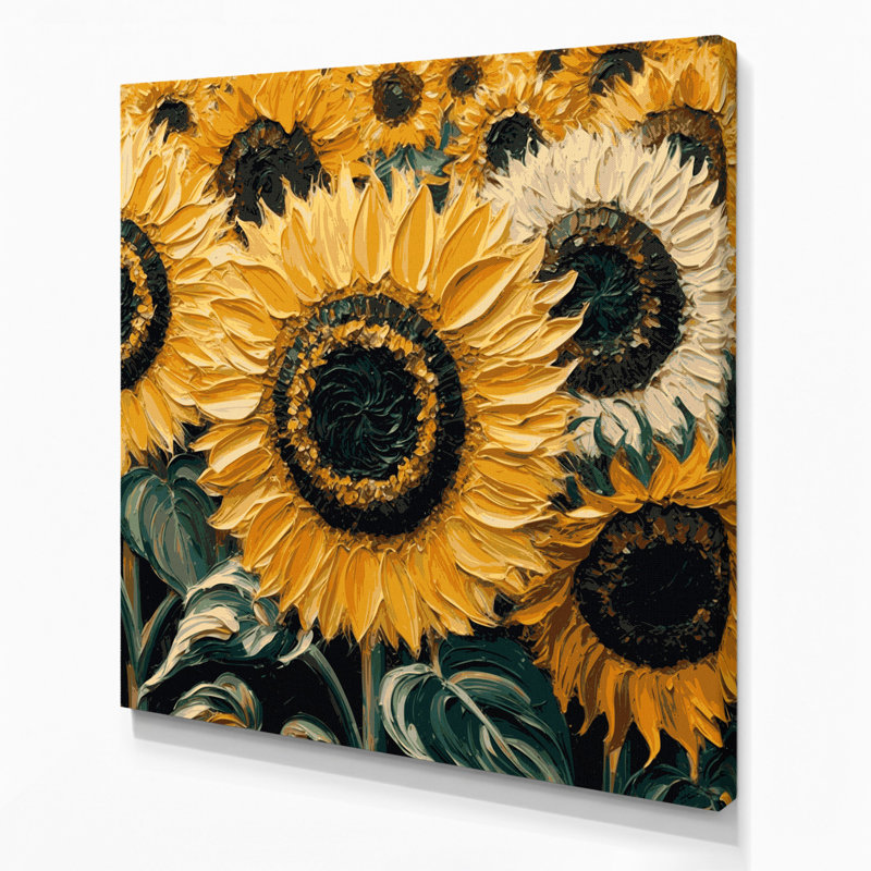 Art mural sur toile Botanical Sunflowers, H 12 po x l 12 po