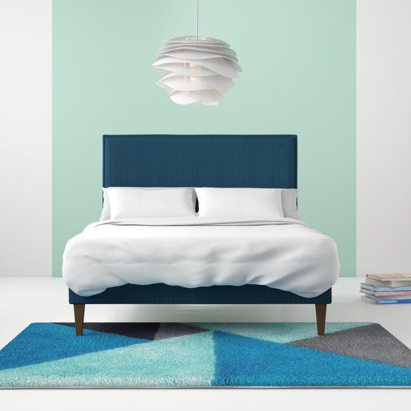 Modway Camille Fabric Platform Bed with Squared Tapered Legs, Gray, Queen