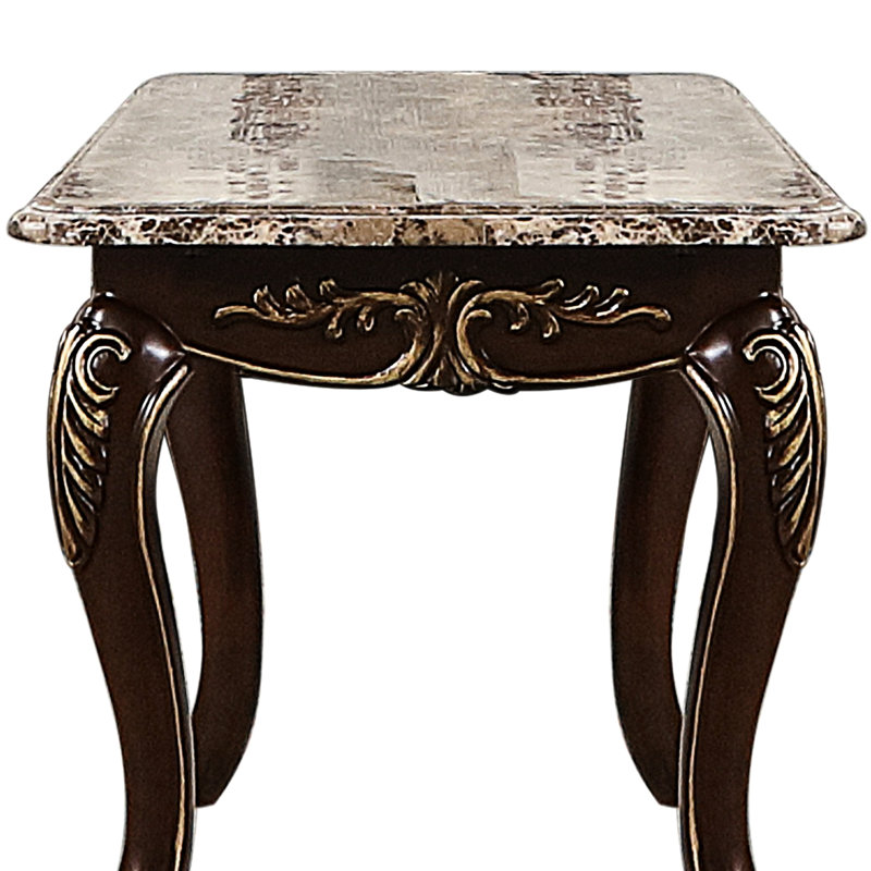 Table avec plateau en marbre véritable, base en bois de cerisier, idéale pour les salons, sans assemblage, bureau polyvalent et marbre, décore les espaces,