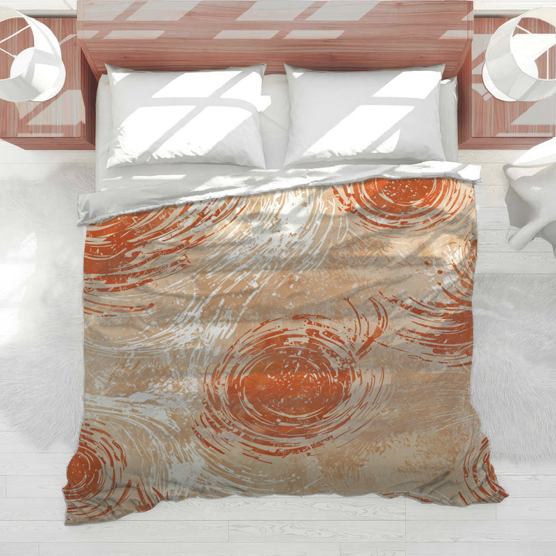 Édredon beige à motif tourbillonnant orange, King