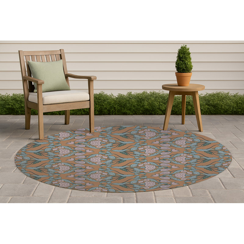 Tapis d'extérieur Piper, Brun, Rond 5 pi
