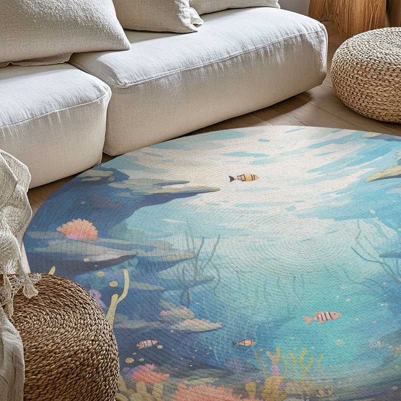 Tapis tressé Sea Life, Rond 5 pi