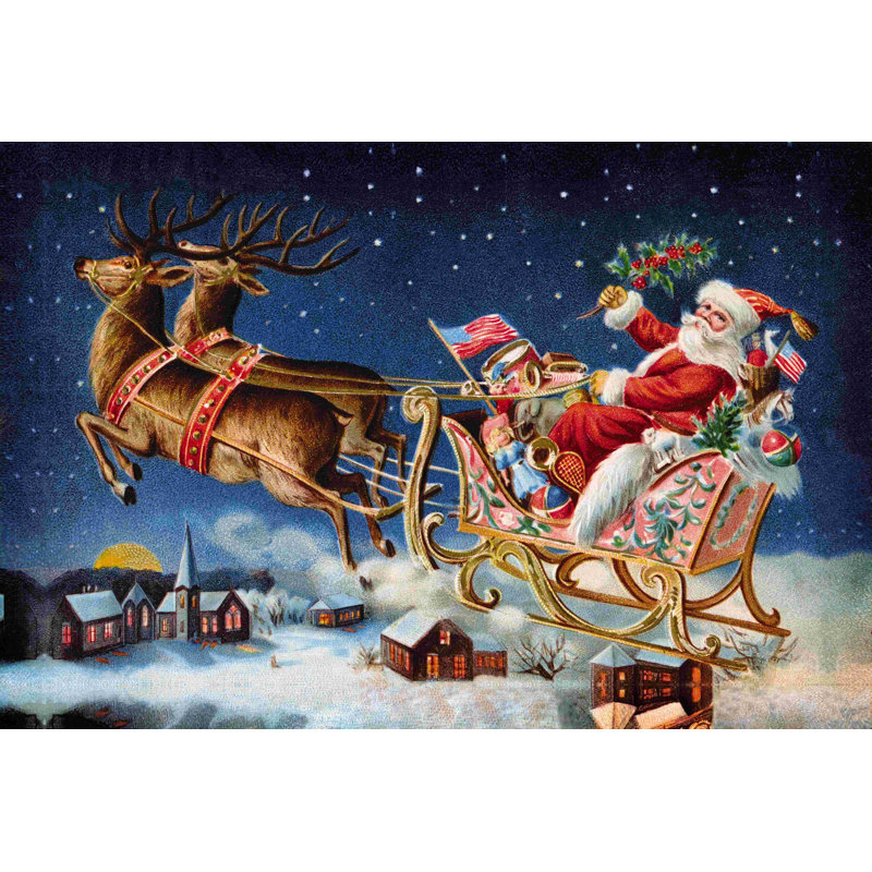 Santas traîneau - peinture sur toile tendue, H 32 po x l 48 po