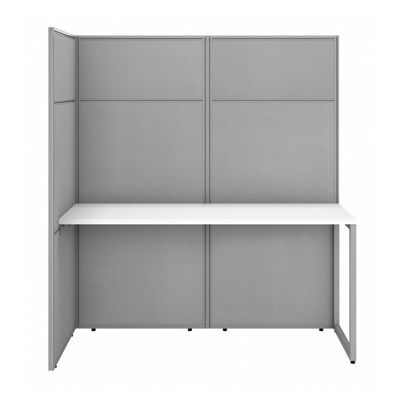 Easy Office Rectangle 2 Person Cubicle with Cable Management, Pure White