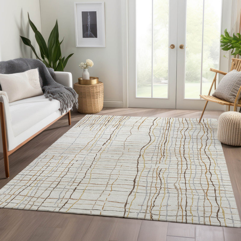 Premium Machine Washable Cortes AMF998 Stripes Rug, Rectangle 8' x 10'