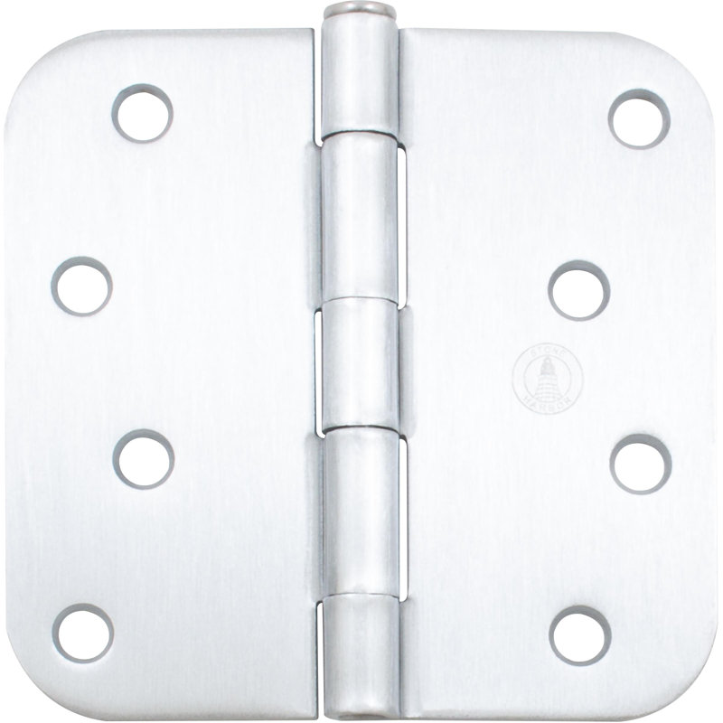 Charnières de porte de 4 po, coin de rayon de 5/8 po, Chrome satiné