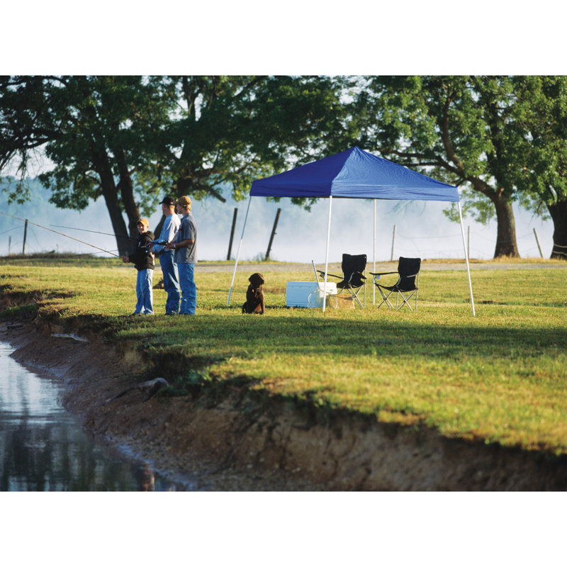 11 Ft. W x 11 Ft. D Steel Pop-Up Canopy, Red, Slant Leg