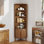 Grande armoire d'angle de 66,73 po avec 2 portes cannelées et tablettes