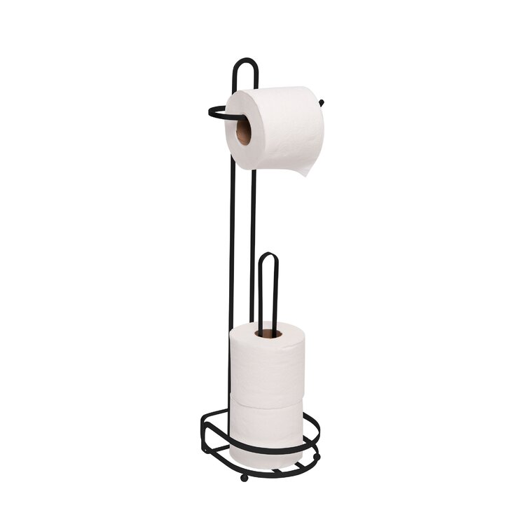 Yamazaki Home Modern Toilet Paper Holder Stand, Black or White on