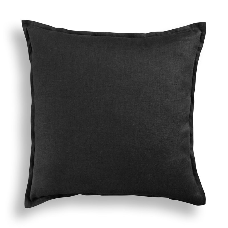 Santa Barbara - 100% Pure Linen Pillow Cover, Black