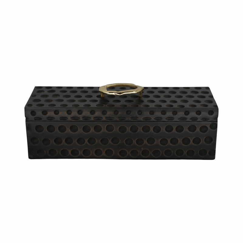 18" Griffon White Wood Box, Black