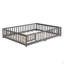 Twin Size Floor Bed with Door, Platform Bed Frame with Fence,Suitable for children, Wood,Grey