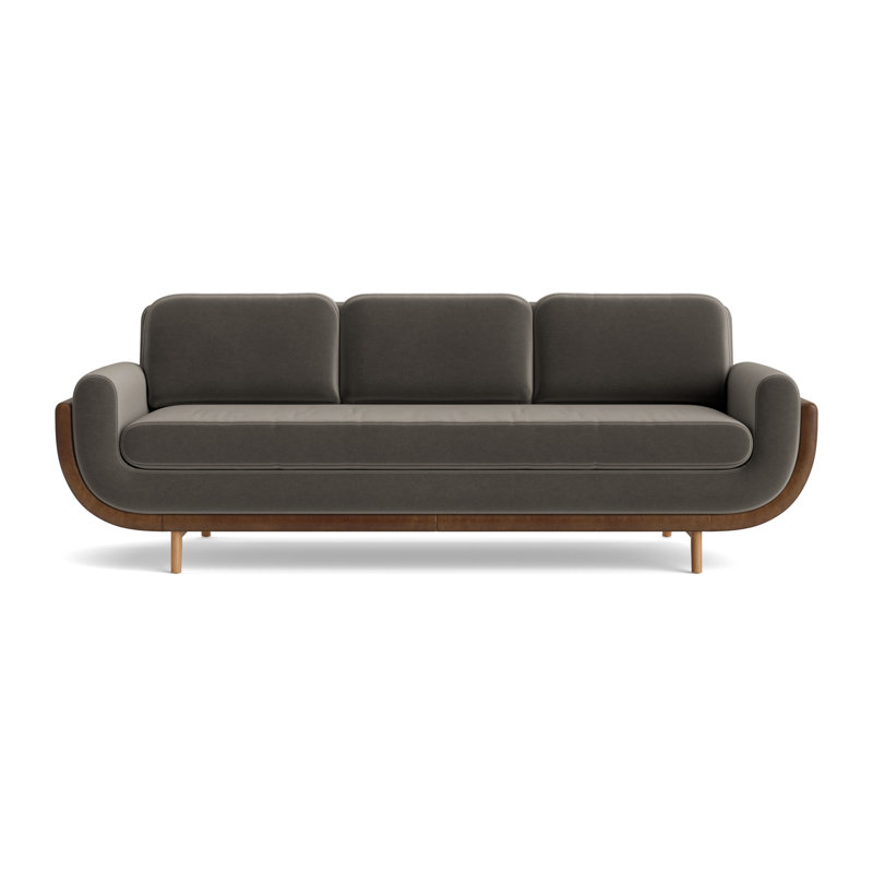Regatta 90 Sofa, Performance Velvet - Graphite/Bedford - Tobacco, Natural