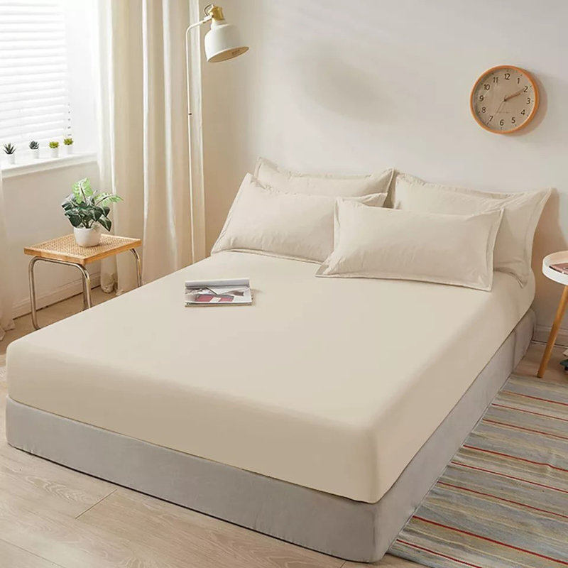 40cm Extra Deep Fitted Sheet - Luxury Microfiber Deep Pocket Bed Sheet Secure Fit, Cream, Single (3')