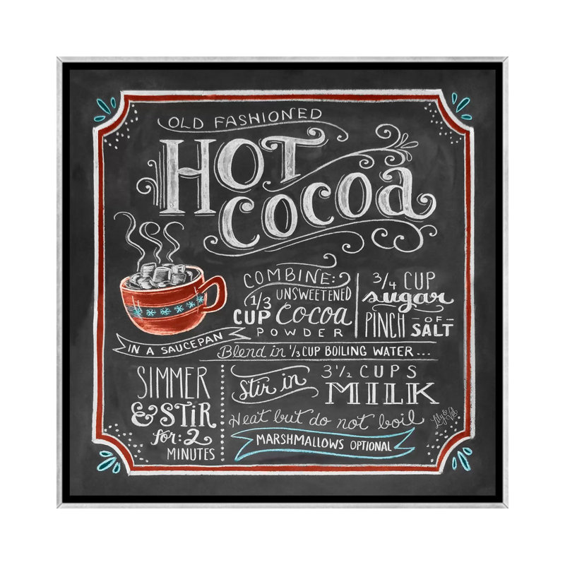 « Hot Cocoa recette » par Lily & Val-impression d’art textuel, Toile avec cadre argenté, Pas de tapis