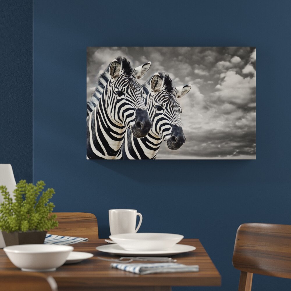 Zwei Zebras Grafikdruck auf Leinwand