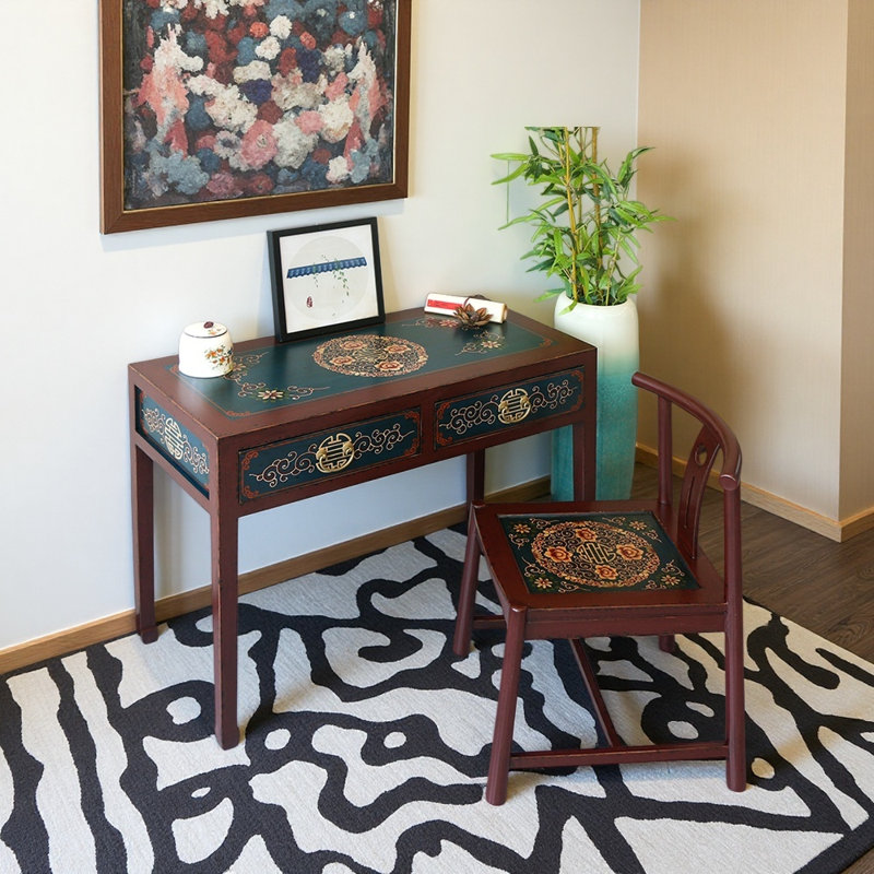 Nouvel ensemble de bureau et de chaises de style chinois peint