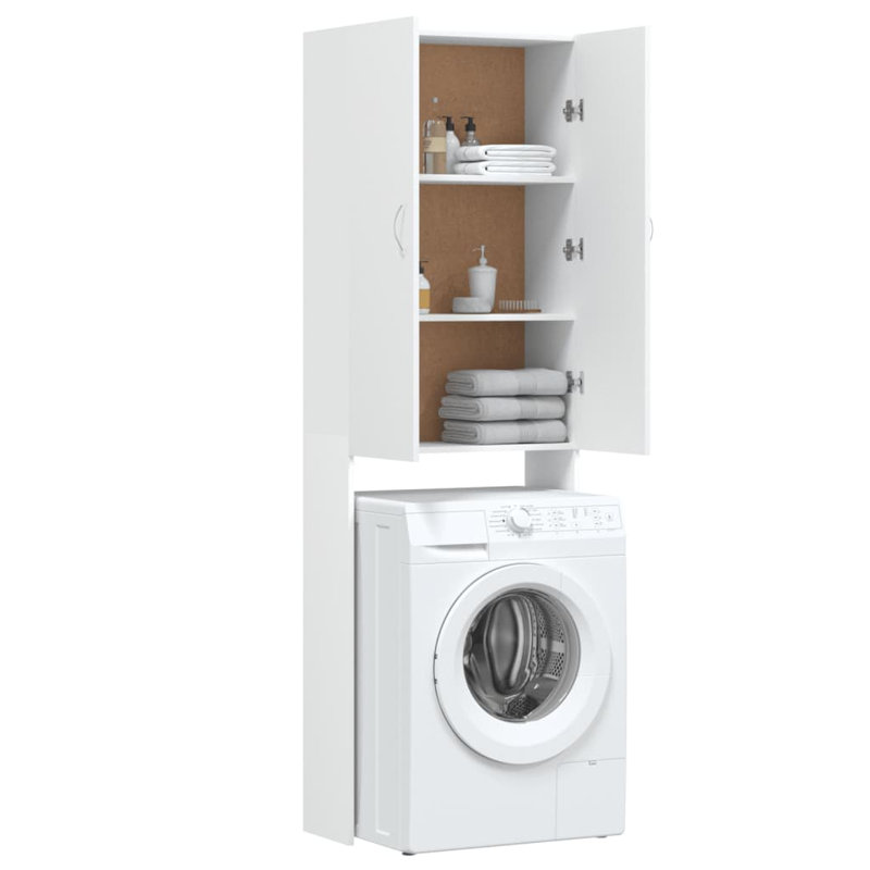Awaab Solid Wood Linen Cabinet, White