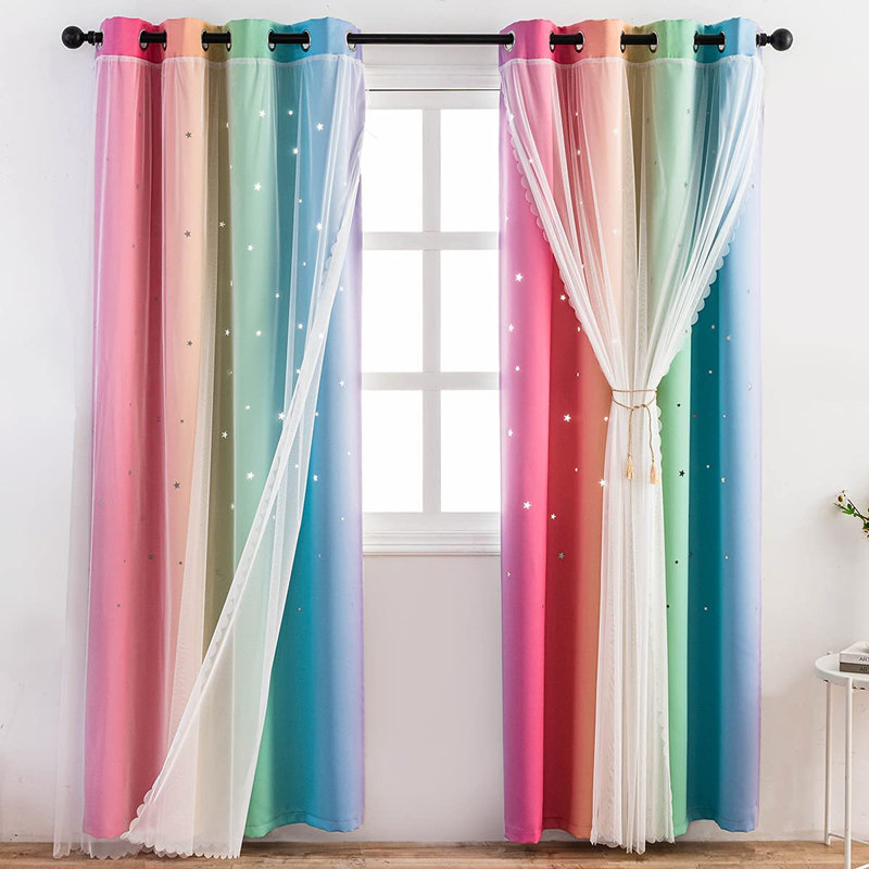 Panneaux de rideaux en polyester, L 52 po x L 84 po, Arc-en-ciel
