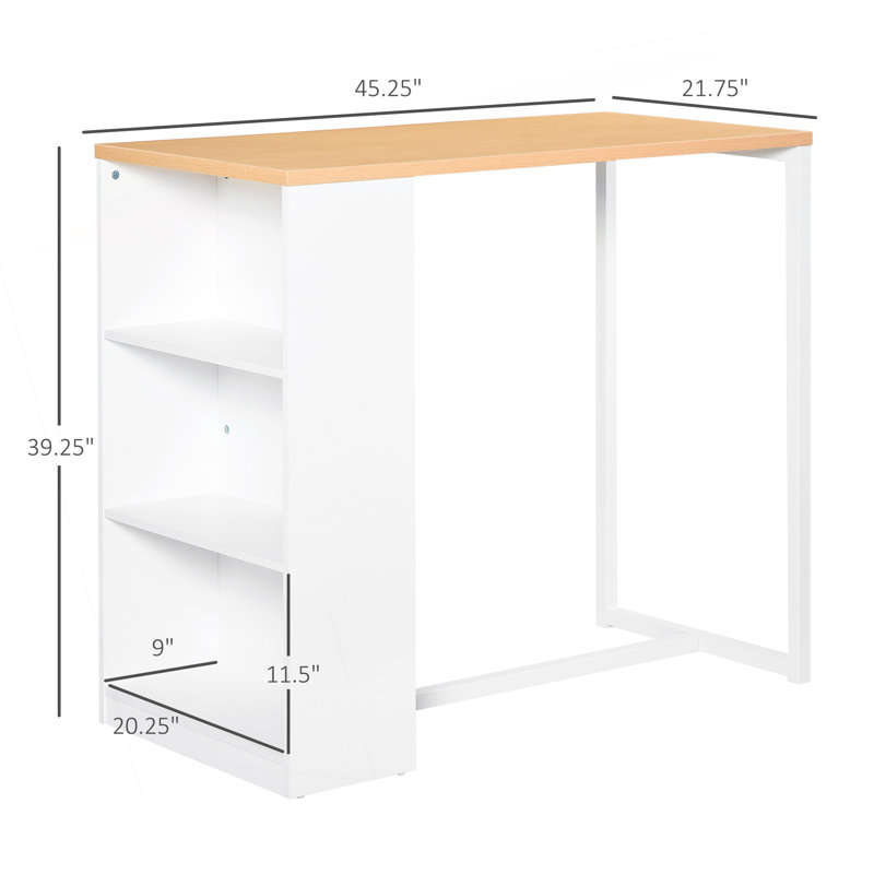 Table de salle à manger à hauteur de comptoir moderne avec 3 tablettes de rangement pour la cuisine, la salle à manger et le salon 
