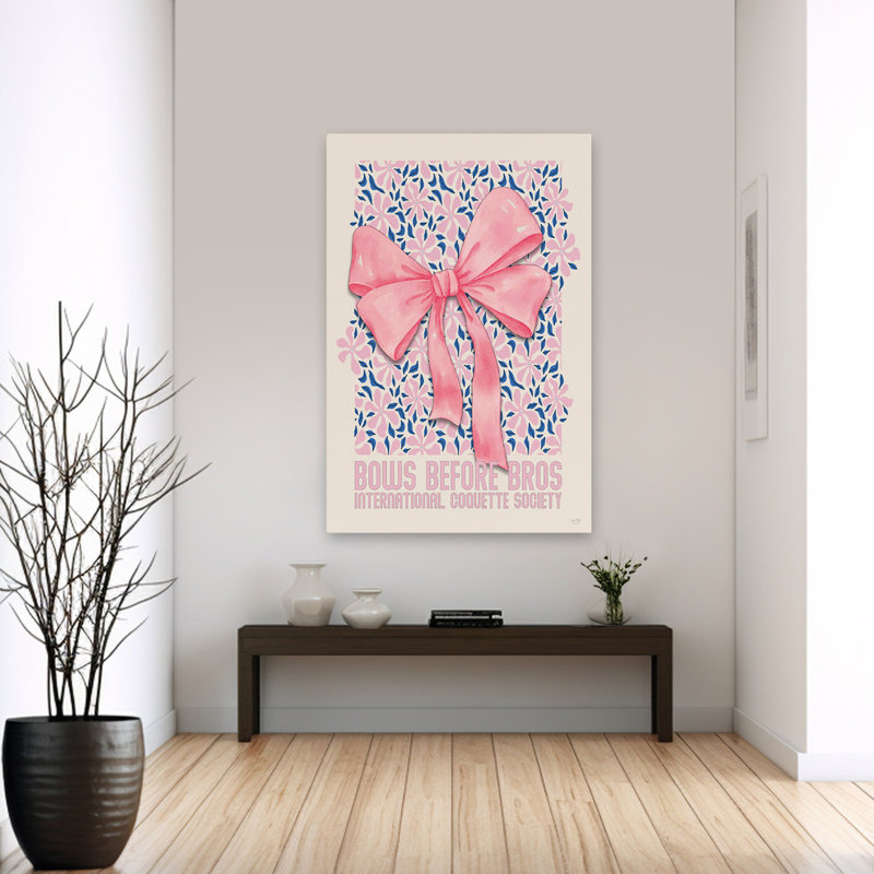 Arcs avant Bros - art féminin contemporain à motif d'arc rose contemporain, H 40 po x l 60 po