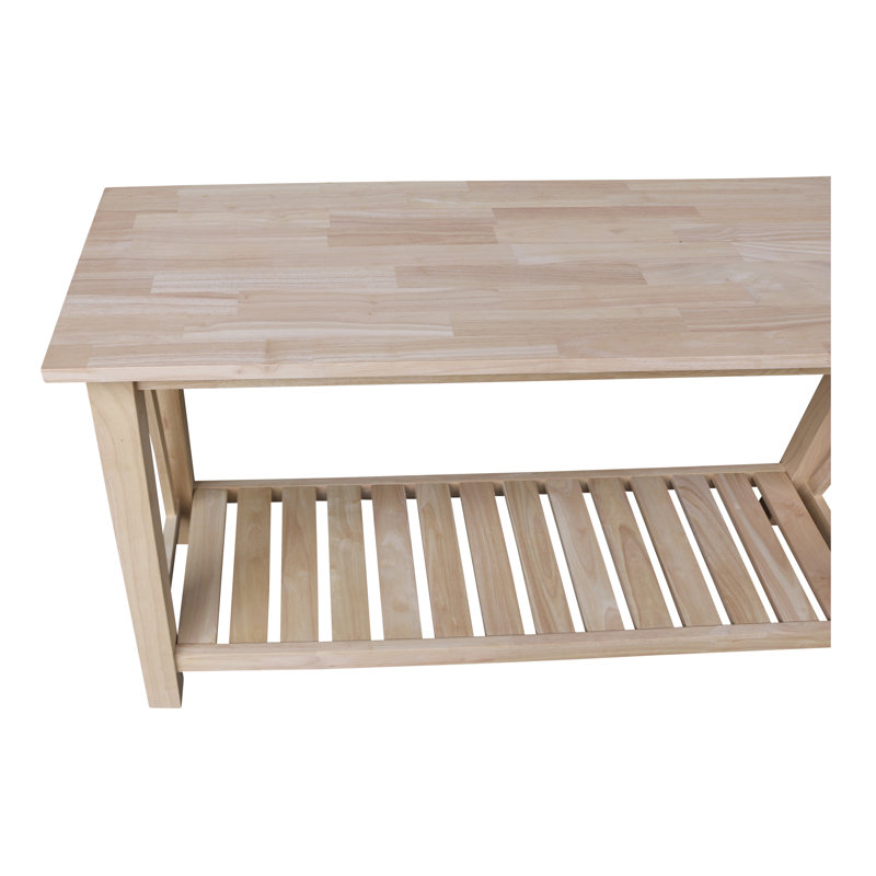 Console en bois massif Khylia, Dessus sans finition / base sans finition