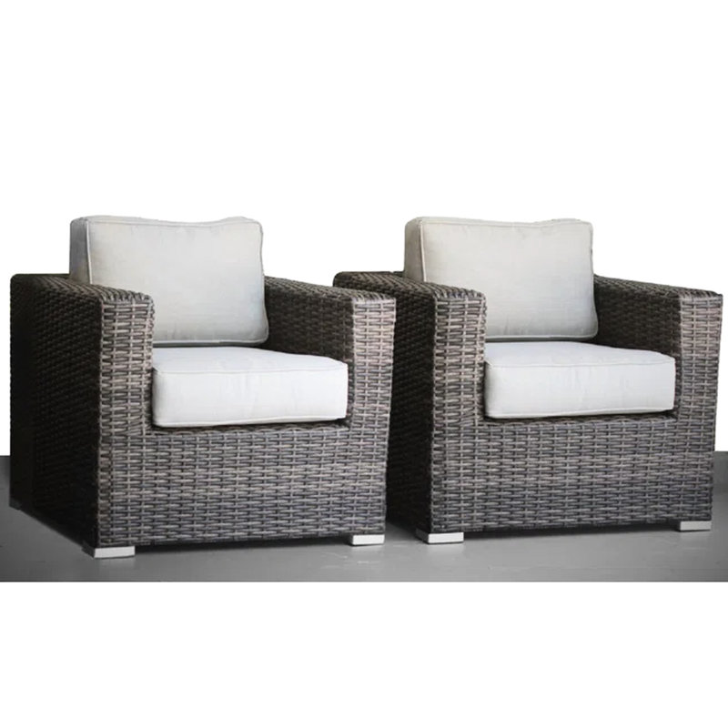 Fauteuil club d'extérieur Stylish 2 - structure en aluminium antirouille, coussins pour patio en aluminium toutes saisons, coussins à eau / versions grises, aucun assemblage requis