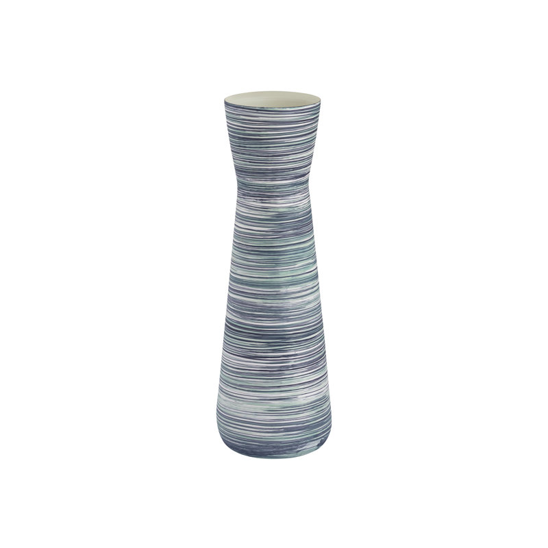 Vase Langport - petit bleu, H 22,25 po x l 6,5 po x P 6,5 po, À rayures, Bleu