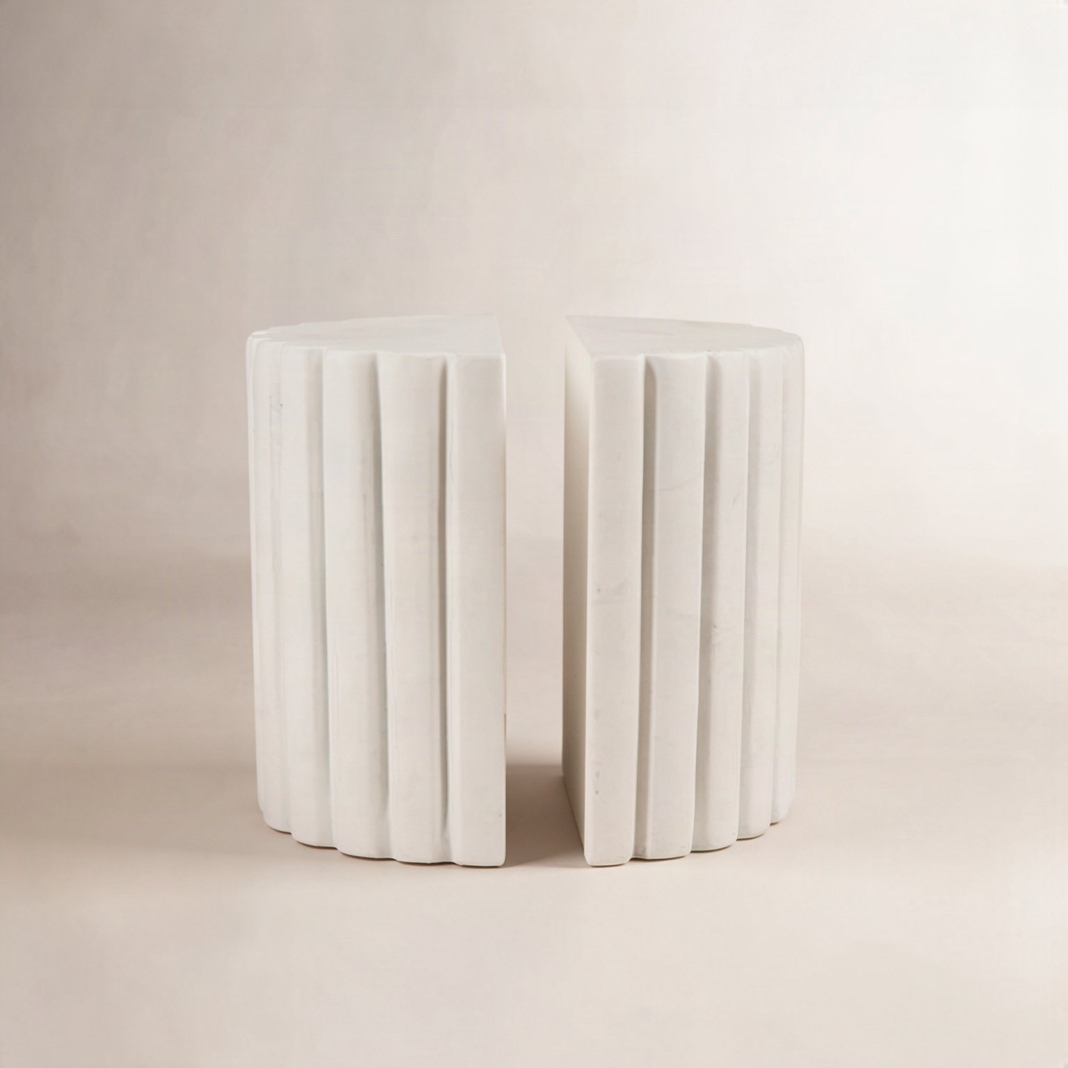 Genuine Marble Ribbed Decorative Bookends