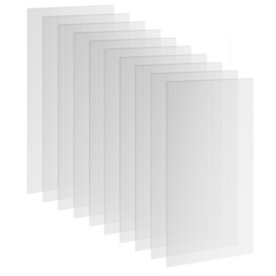 Paquet de 10 panneaux de serre en polycarbonate, 47,2 po x 23,6 po x 0,2 po, panneaux en polycarbonate à double paroi, feuille protégée contre les rayons UV pour les projets de bricolage, feuilles de plastique, transparent