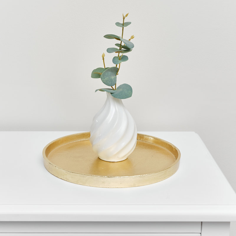 Almonor Metal Tray, 2cm H x 25.5cm W x 25.5cm D, Gold