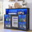 	Glass Wine Cabinet with Freestanding Wine Cooler Refrigerator, 4 Removable Wine Shelves, RGB Light-201581988