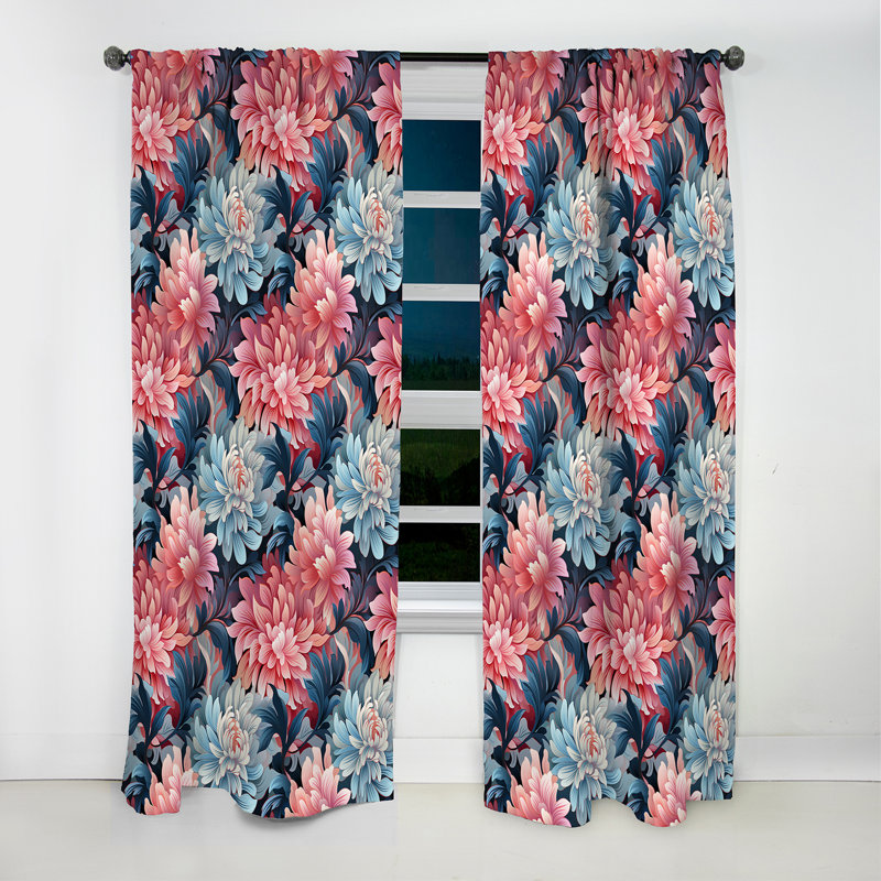 Mélange de géométrie damassé rose et mauve - Rideau damassé - Rideau occultant damassé - 1 panneaux, L 52 po x L 108 po