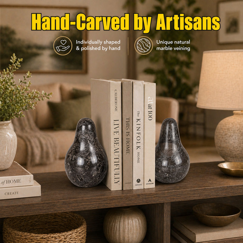 Natural Marble Pear-Shaped Bookends