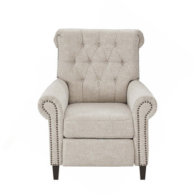 Button Tufted Manual Push Back Recliner Chair with 3 Locked Positions