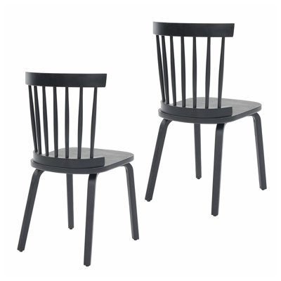 Windsor 18.7" W x 17.12" D x 33.27" H Solid Wood Spindle Back Dining Chairs (Set of 2)