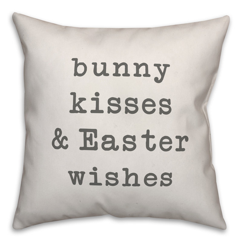  Coussin Bunny Kisses and Christmas Wishes, 16 po x 1 po, Polyester / Bourre en polyester, Blanc
