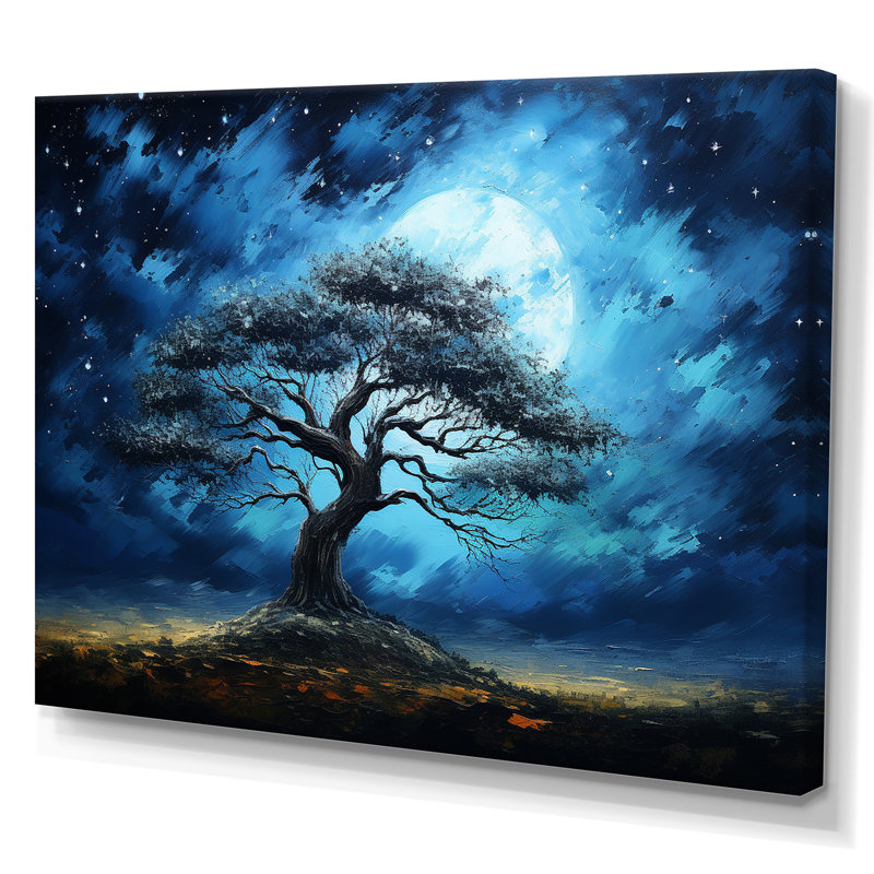 Arbre bleu d'Afrique, Serengeti, art mural 5, H 24 po x l 32 po x P 1 po, Toile tendue