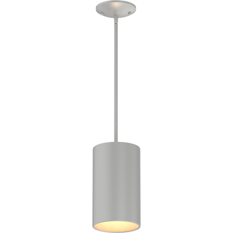 Mini-luminaire suspendu cylindrique 1 lumière Beaverson, Gris argenté