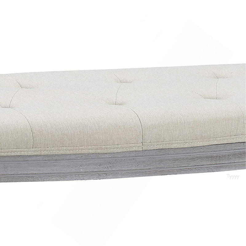 Banc rembourré capitonné beige clair Coastal
