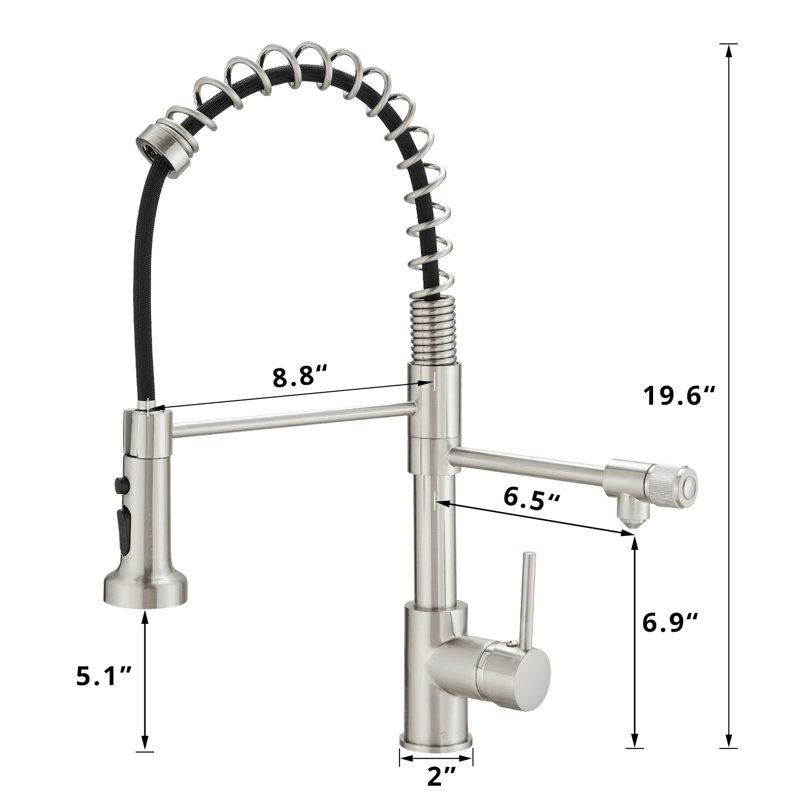 Kitchen Sink Faucets With Purifier And Drinking Water Function - Pull Down Filter In Brushed Nickel Look Contemporary Faucet Finish