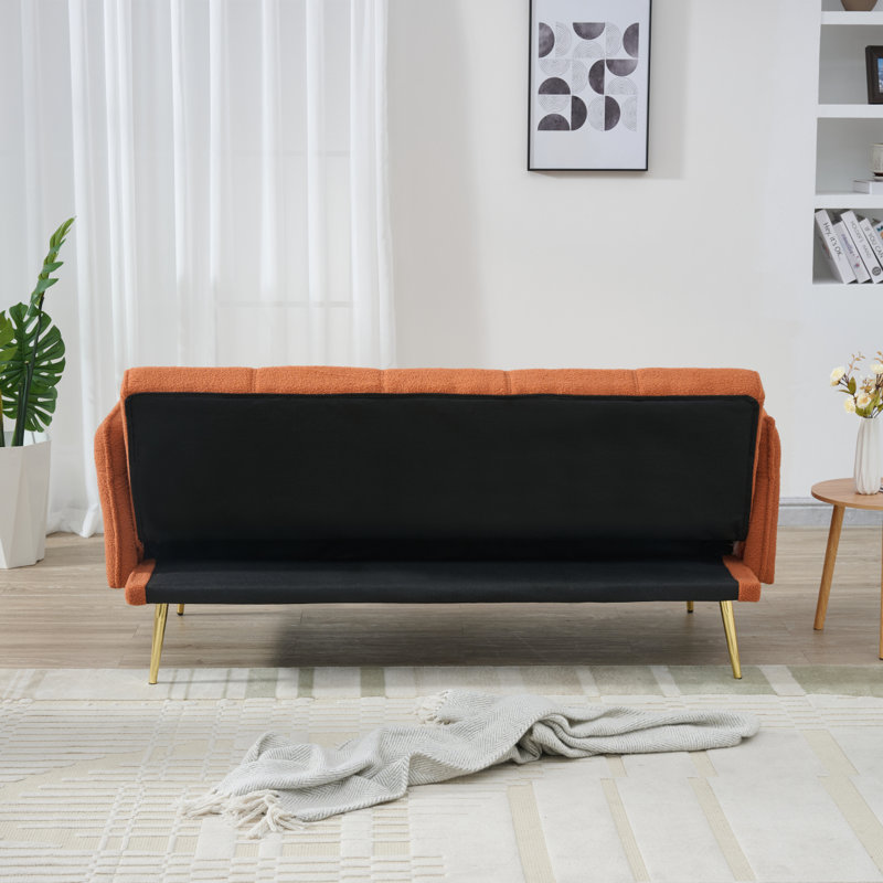 70-Inch Teddy Fleece Sofabed, Convertible Futon Sofabed With Adjustable Arms And Backrest, Modern Love Sofa For Living Room And Bedroom.