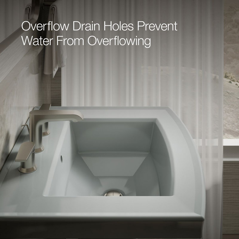 Archer 24" Rectangular Pedestal Bathroom Sink with Widespread Faucet Holes, 8" Centers, Ice Gray