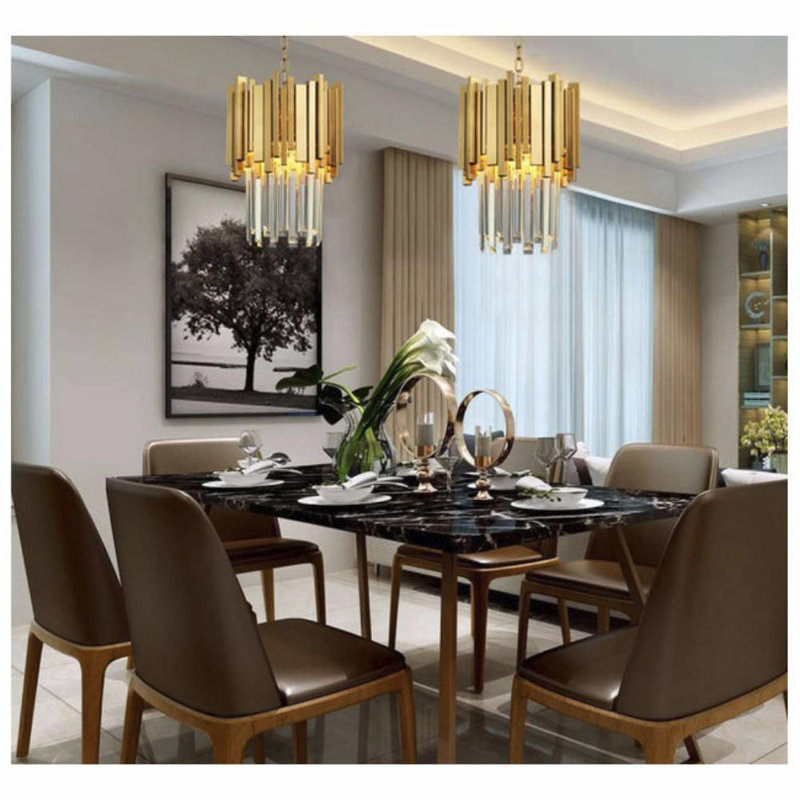 Luminaire suspendu en cristal plaqué or 12 "