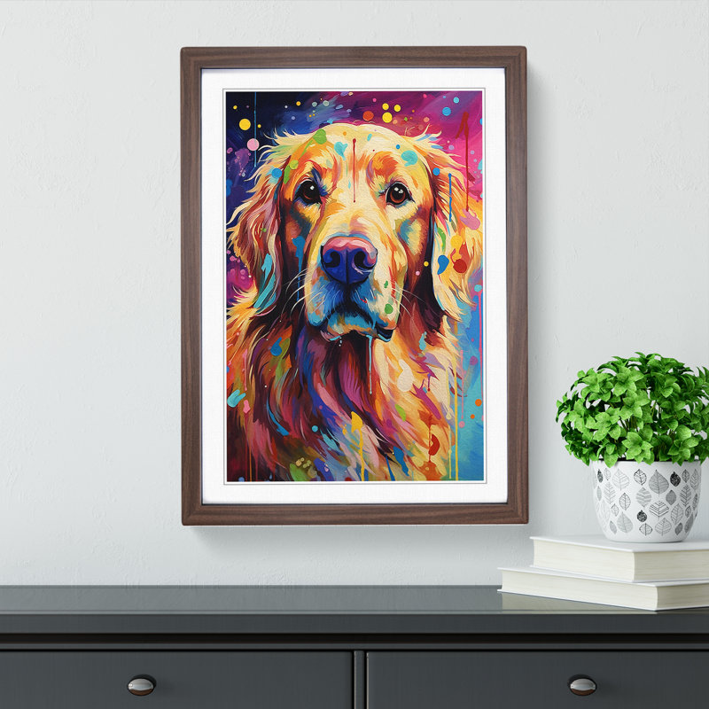 Golden Retriever Abstract - Framed Print, Walnut Framed, 34cm H x 25cm W
