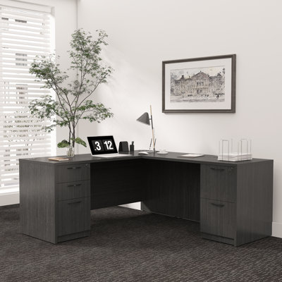  66.93'' L-Shaped Executive Desk with Cabinets